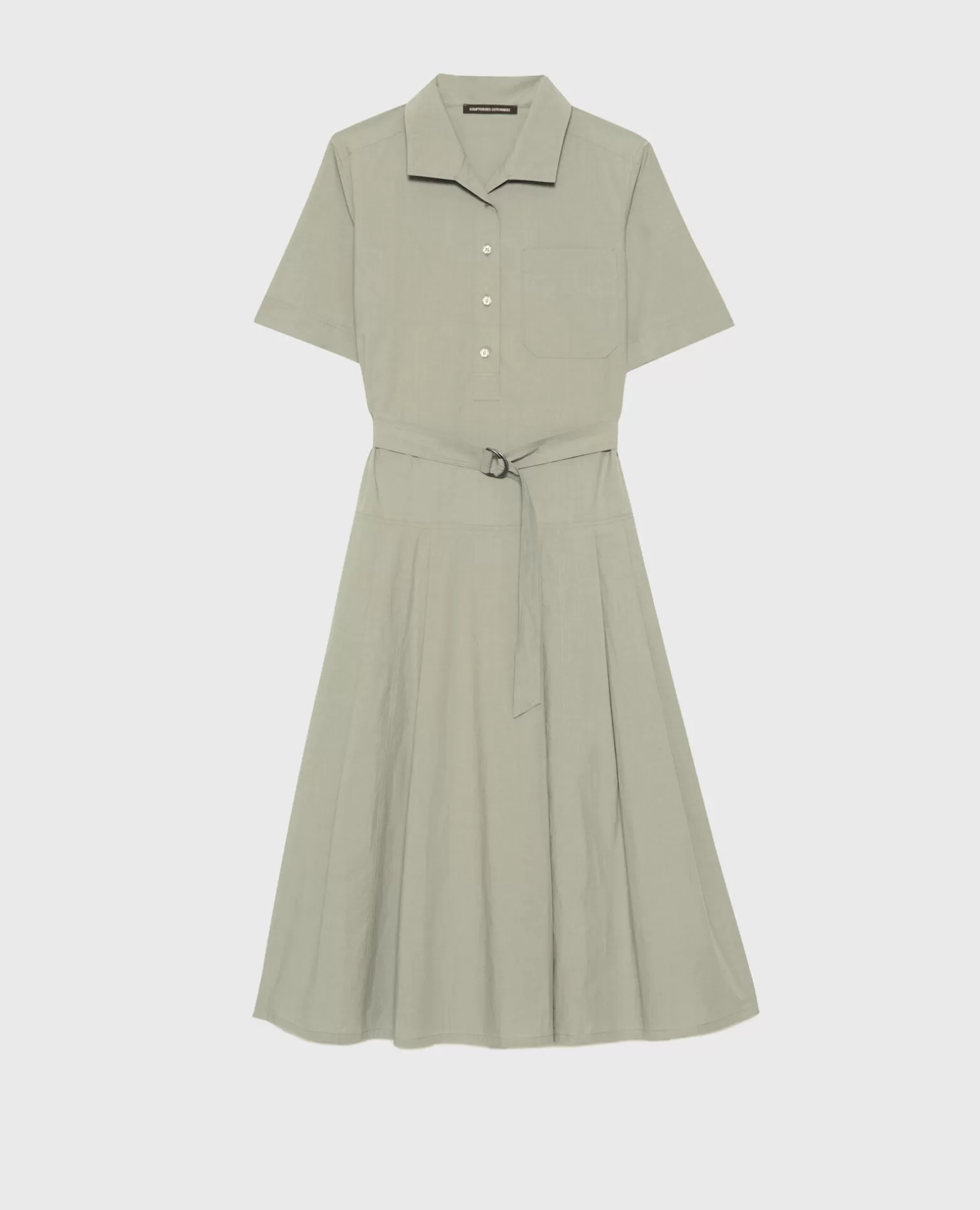 Robes | Comptoir des Cotonniers Robe Midi En Coton 0560 Vetiver