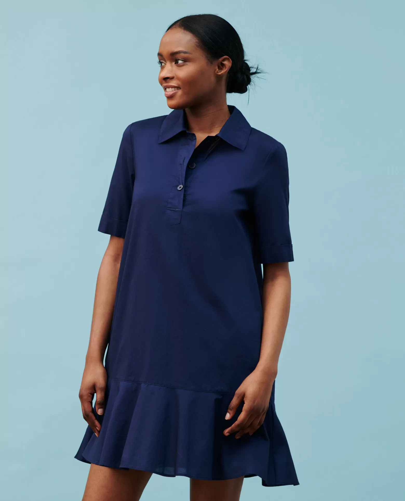 Robes | Comptoir des Cotonniers Robe Polo En Coton 68 Blue