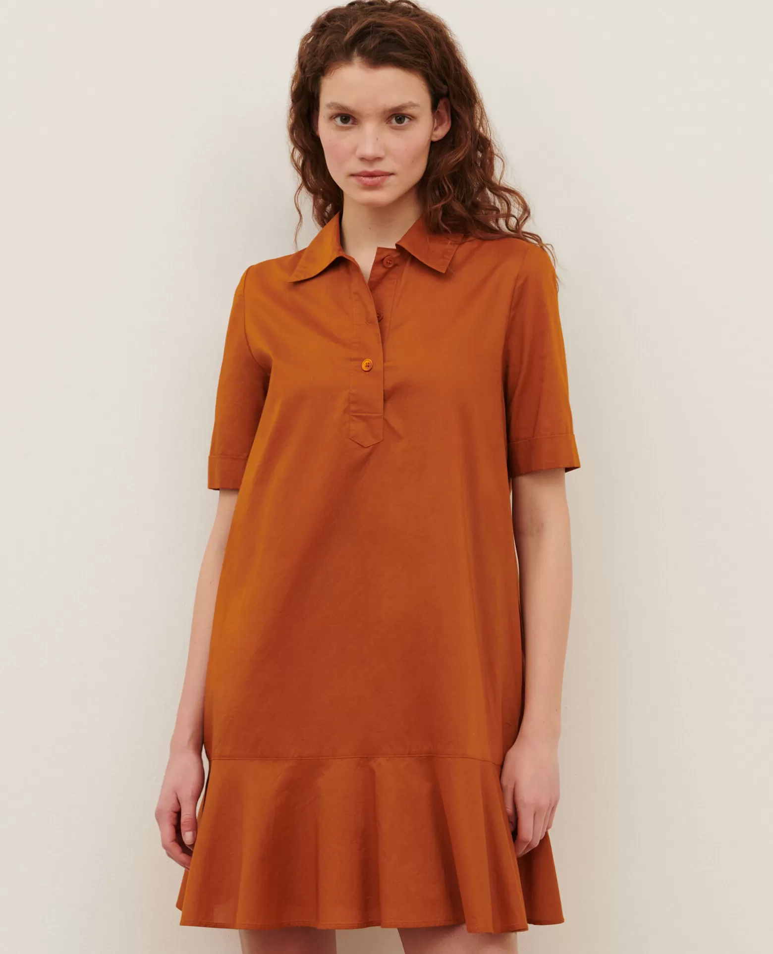 Robes | Comptoir des Cotonniers Robe Polo En Coton 29 Orange