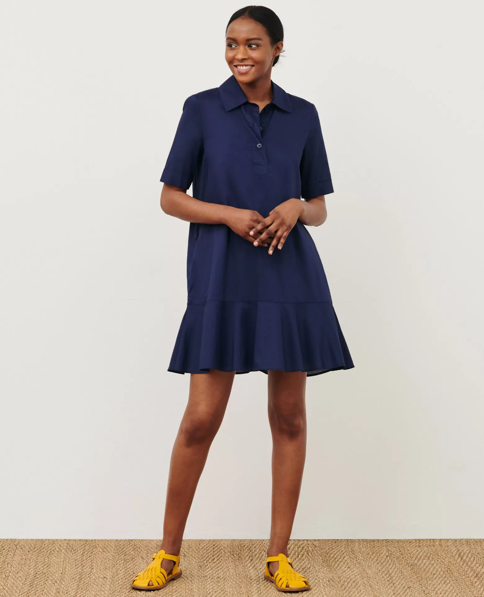 Robes | Comptoir des Cotonniers Robe Polo En Coton 68 Blue