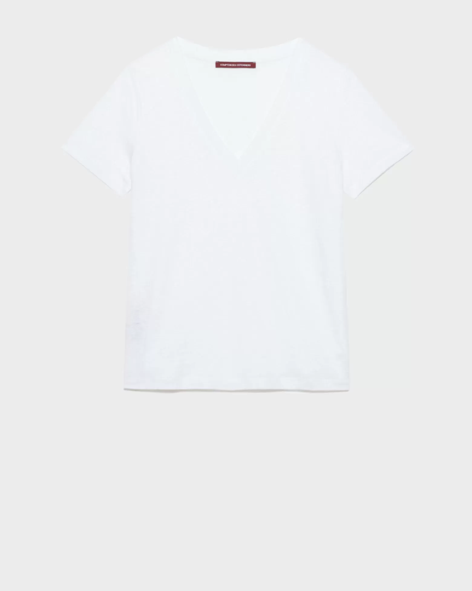 Tops | Comptoir des Cotonniers Sarah - T-Shirt Col V En Lin 4235 Optical White