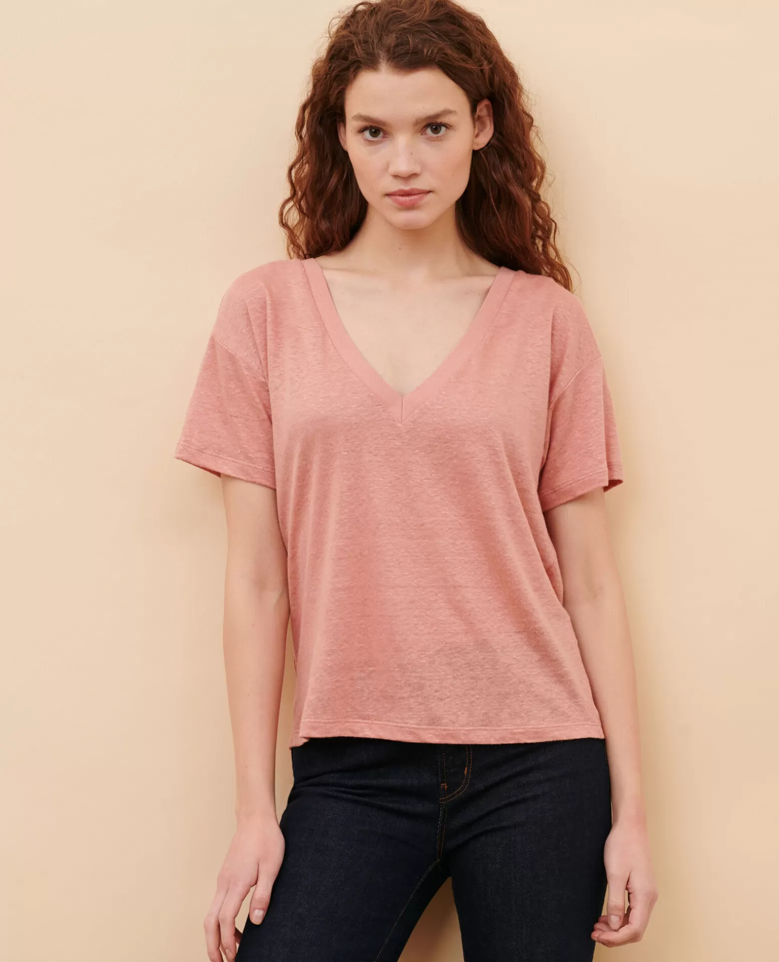Tops | Comptoir des Cotonniers Sarah - T-Shirt En Lin 13 Pink