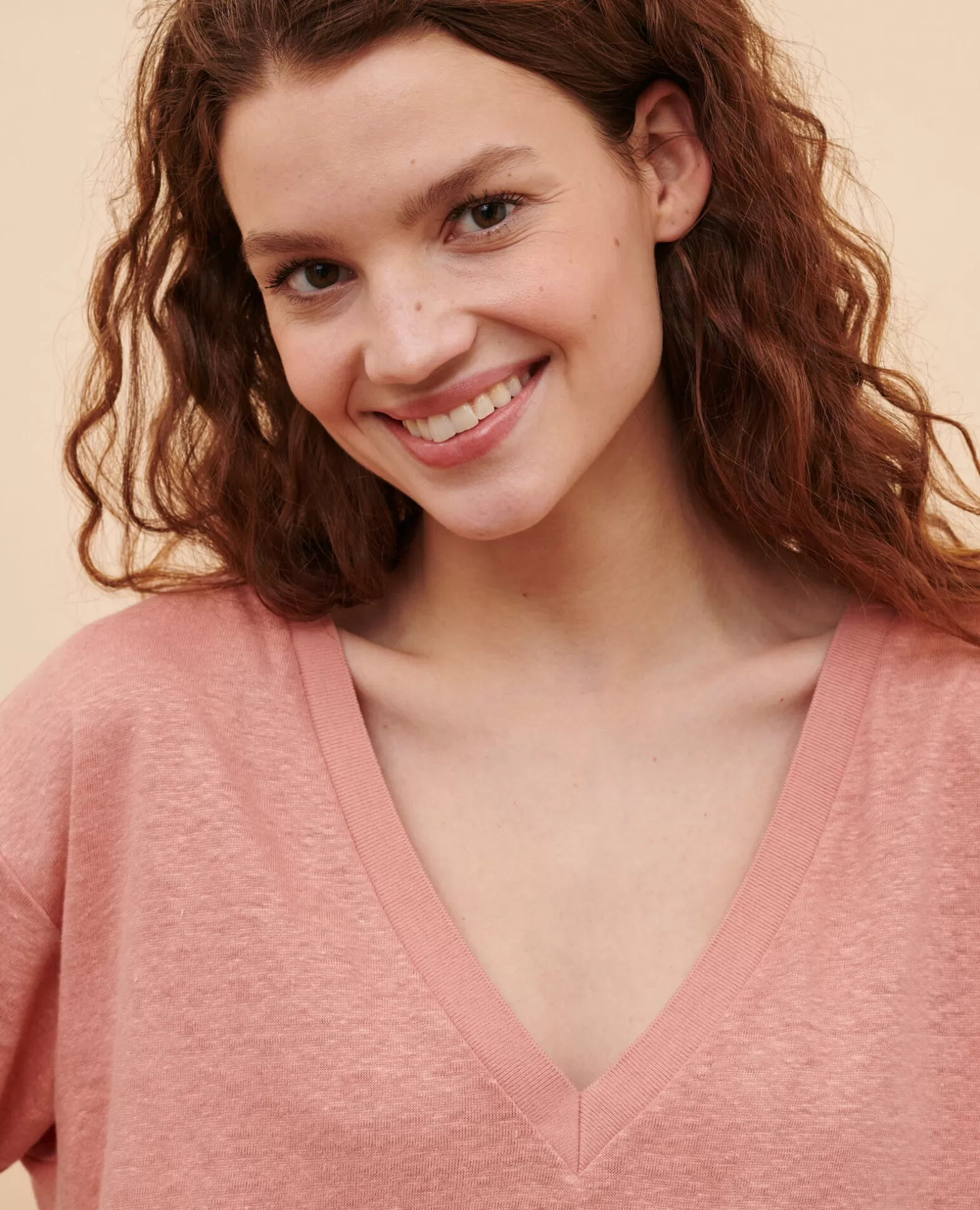 Tops | Comptoir des Cotonniers Sarah - T-Shirt En Lin 13 Pink