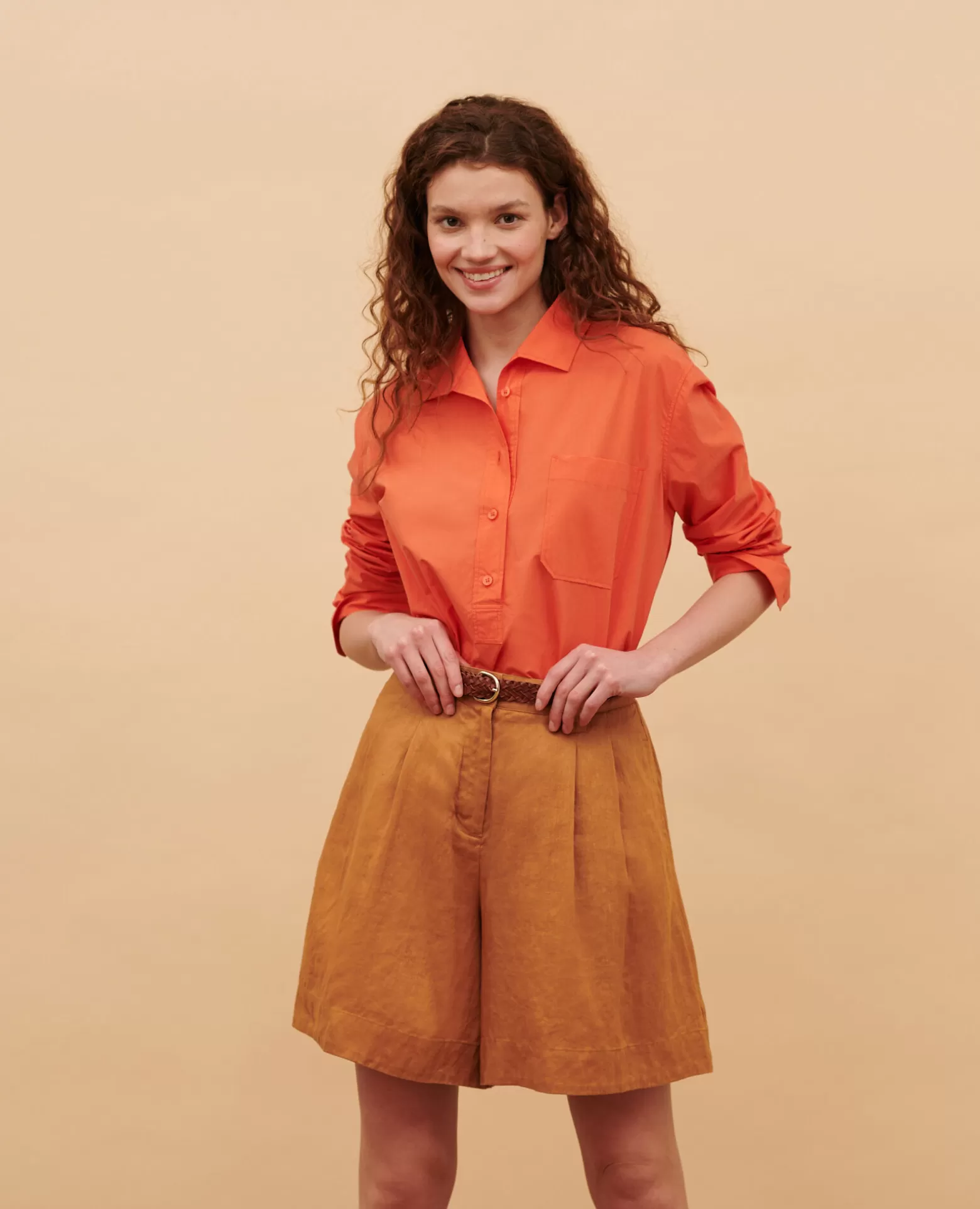 Jupes & Shorts | Comptoir des Cotonniers Short Ample En Lin 0320 Almond Brown