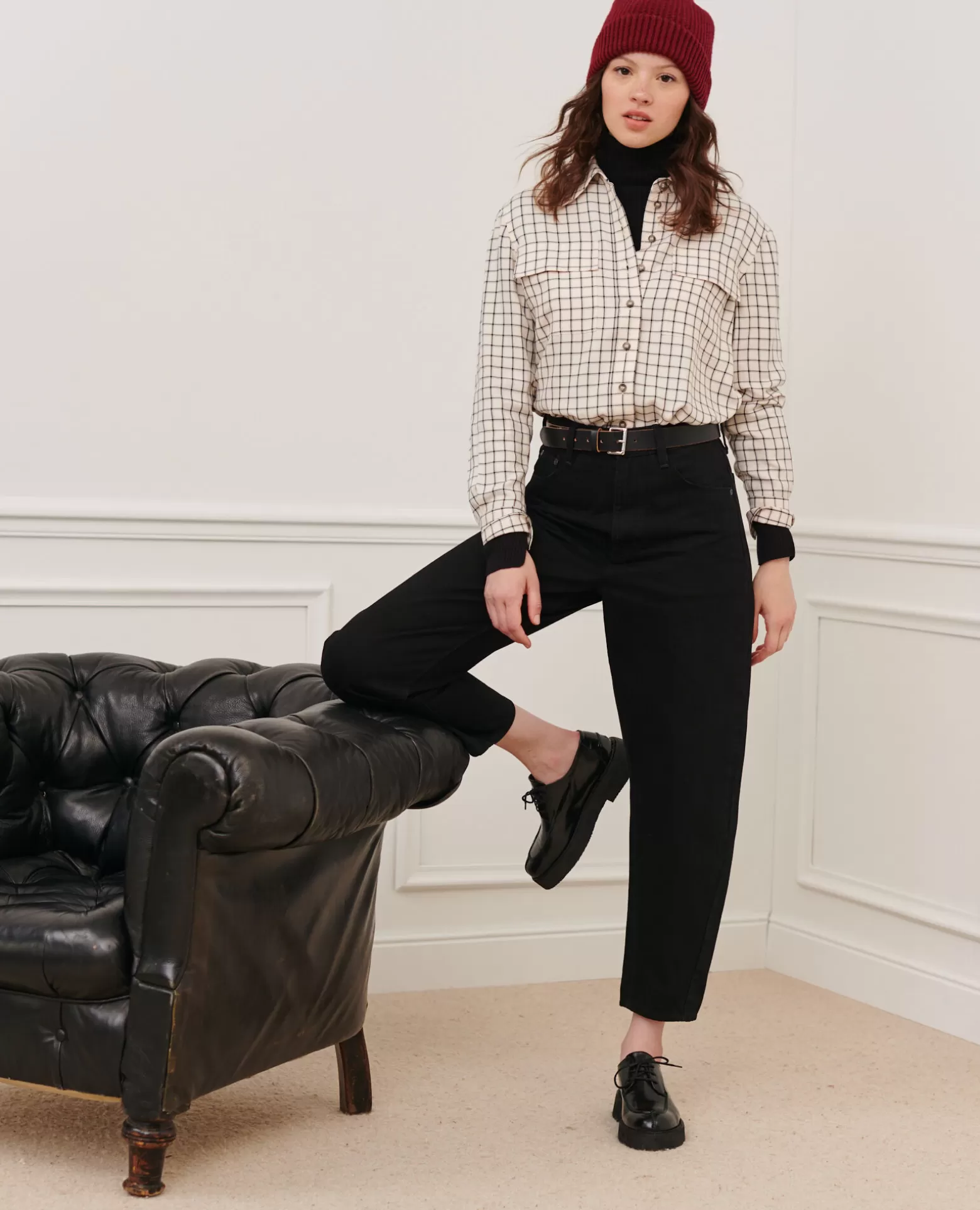 Jeans | Comptoir des Cotonniers Sydonie - Balloon - Jean Ample 7/8E Taille Haute Noir Denim