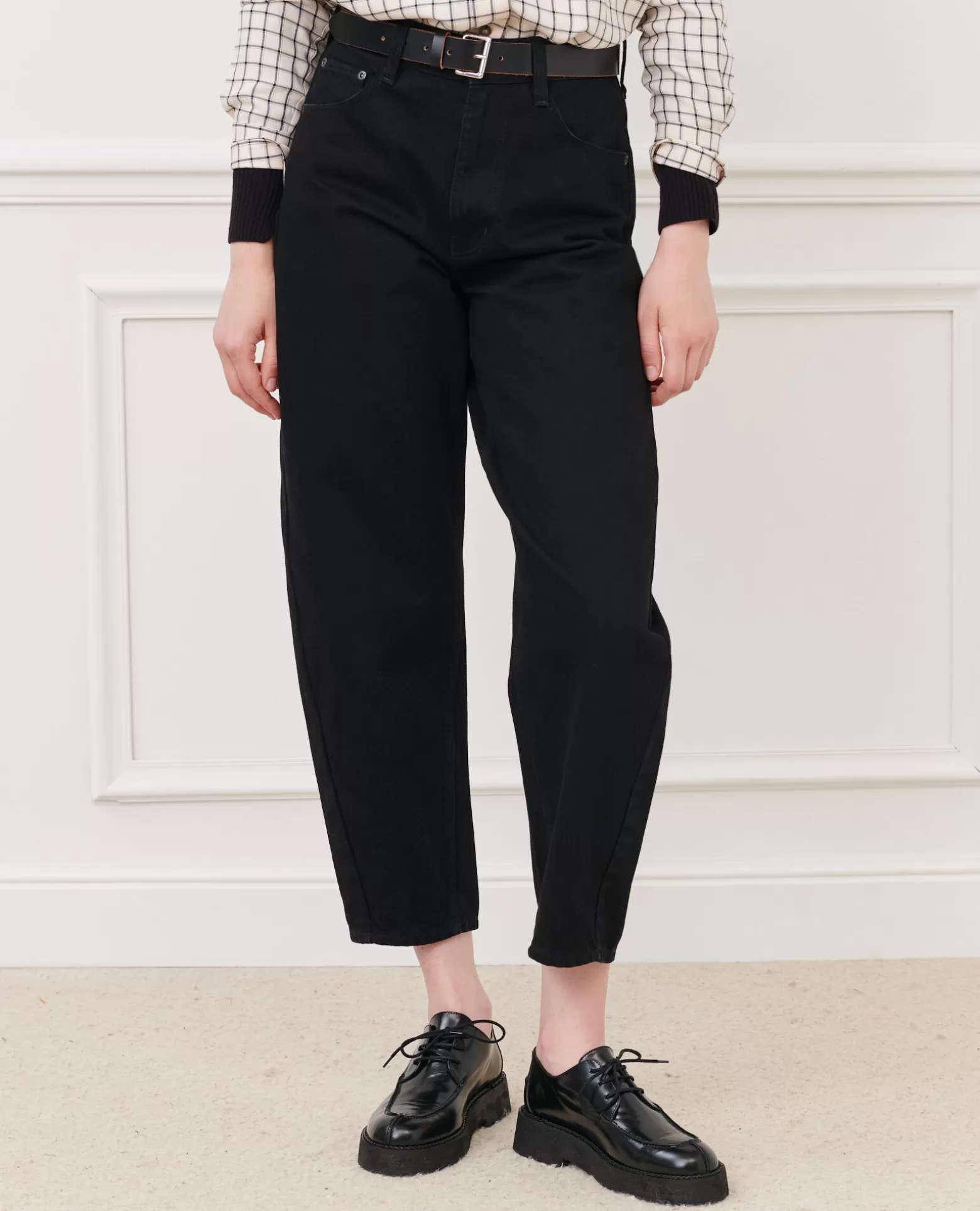 Jeans | Comptoir des Cotonniers Sydonie - Balloon - Jean Ample 7/8E Taille Haute Noir Denim