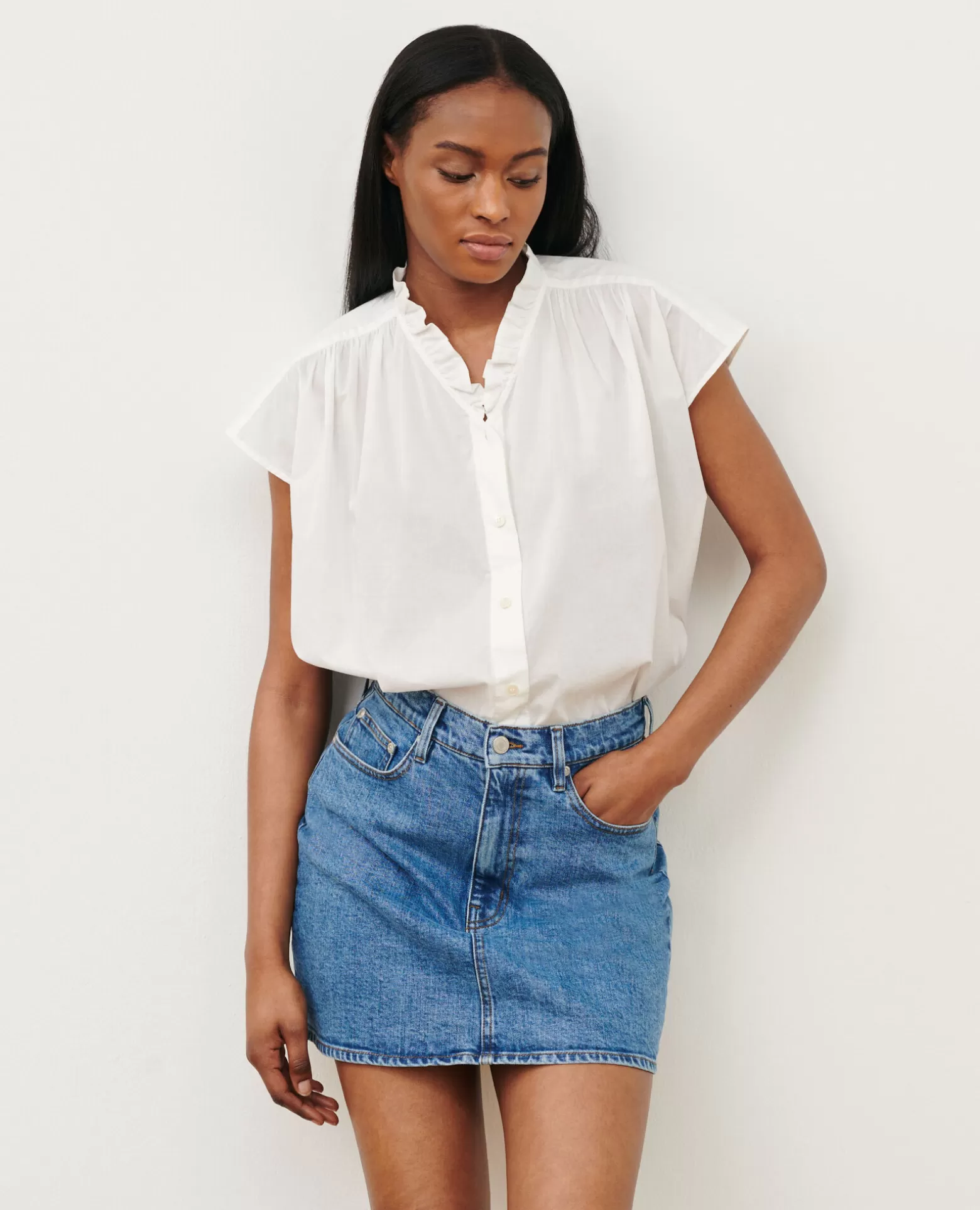 Blouses & Chemises | Comptoir des Cotonniers Top En Voile De Coton 01 White