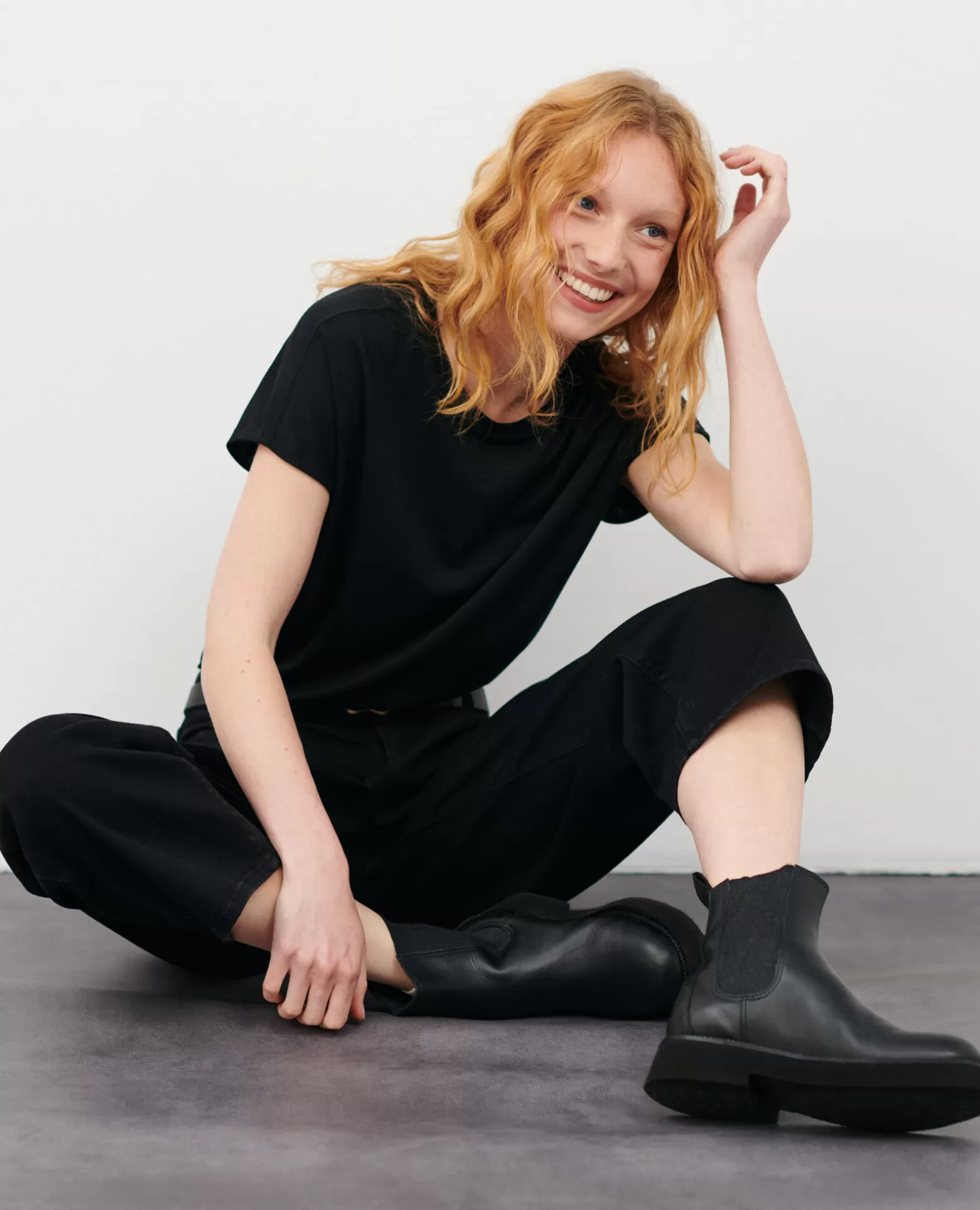 Tops | Comptoir des Cotonniers T-Shirt Ample En Coton 4216 Black_Beauty
