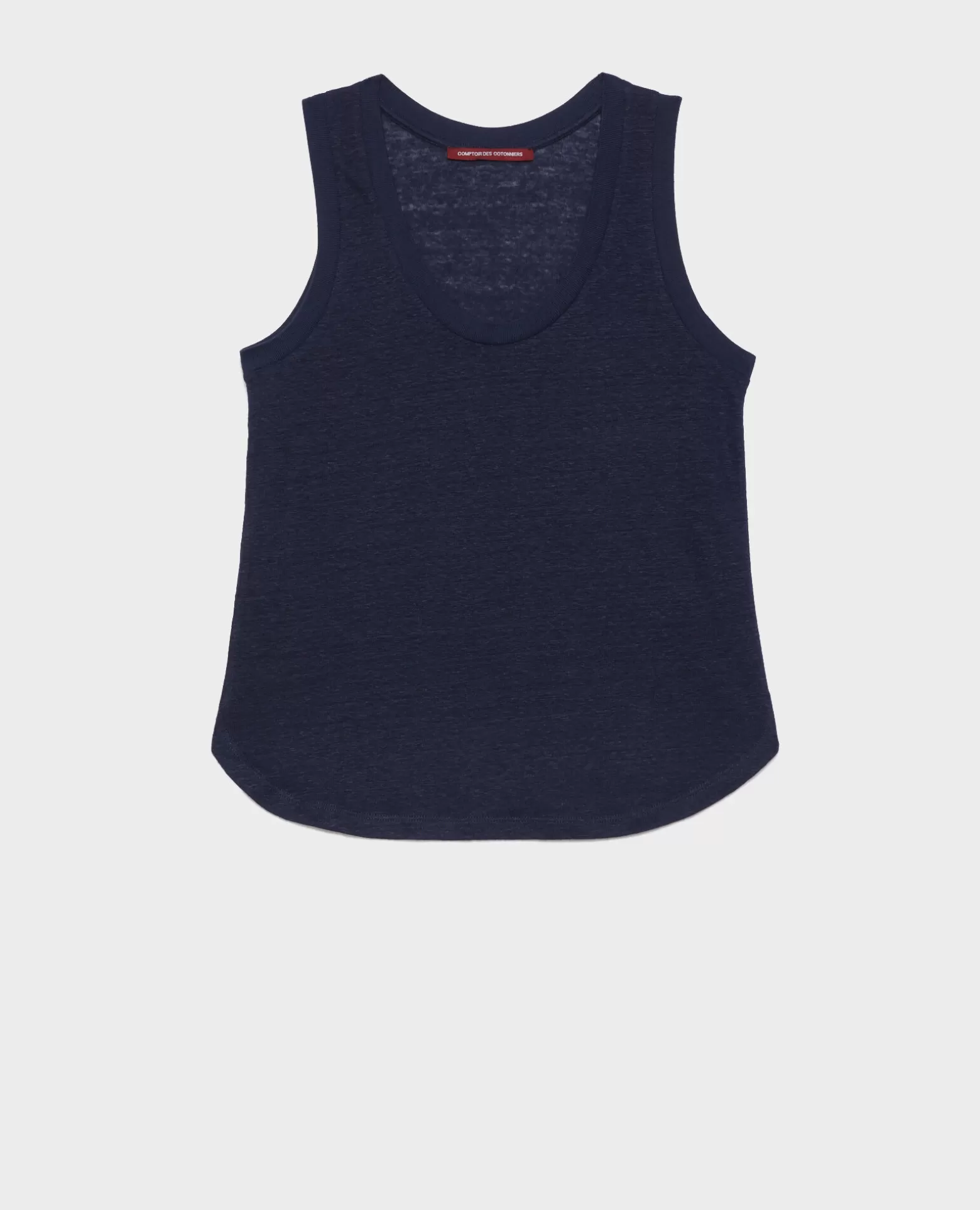 Tops | Comptoir des Cotonniers T-Shirt Sans Manches En Lin 4232 Maritime Blue