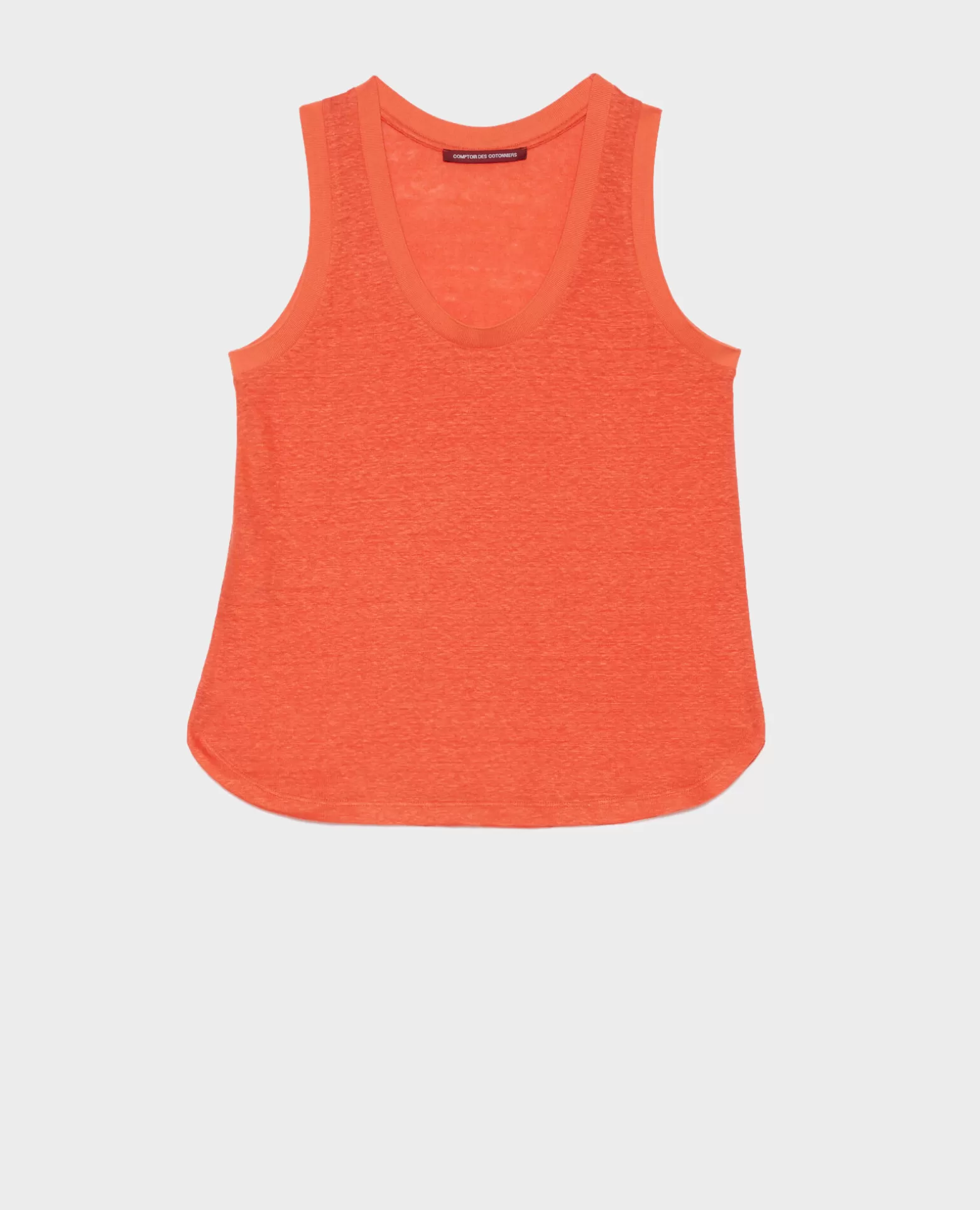 Tops | Comptoir des Cotonniers T-Shirt Sans Manches En Lin 0250 Tiger Lily Orange