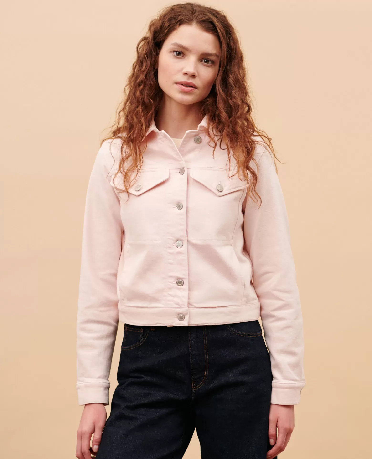 Vestes & Trenchs | Comptoir des Cotonniers Veste Courte En Jean 0100 Pink Marshmallow