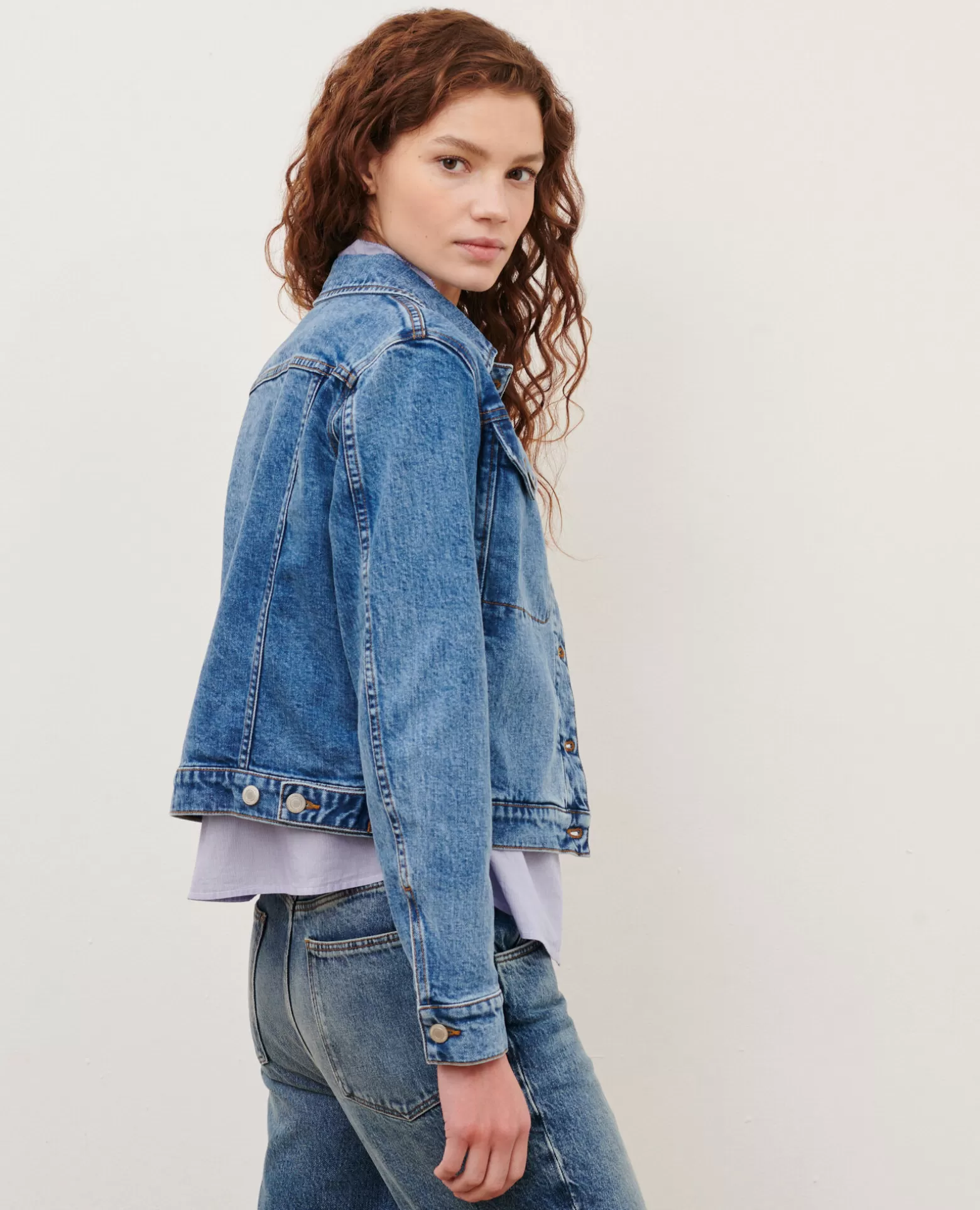 Vestes & Trenchs | Comptoir des Cotonniers Veste Courte En Jean 0642 Vintage Wash Denim