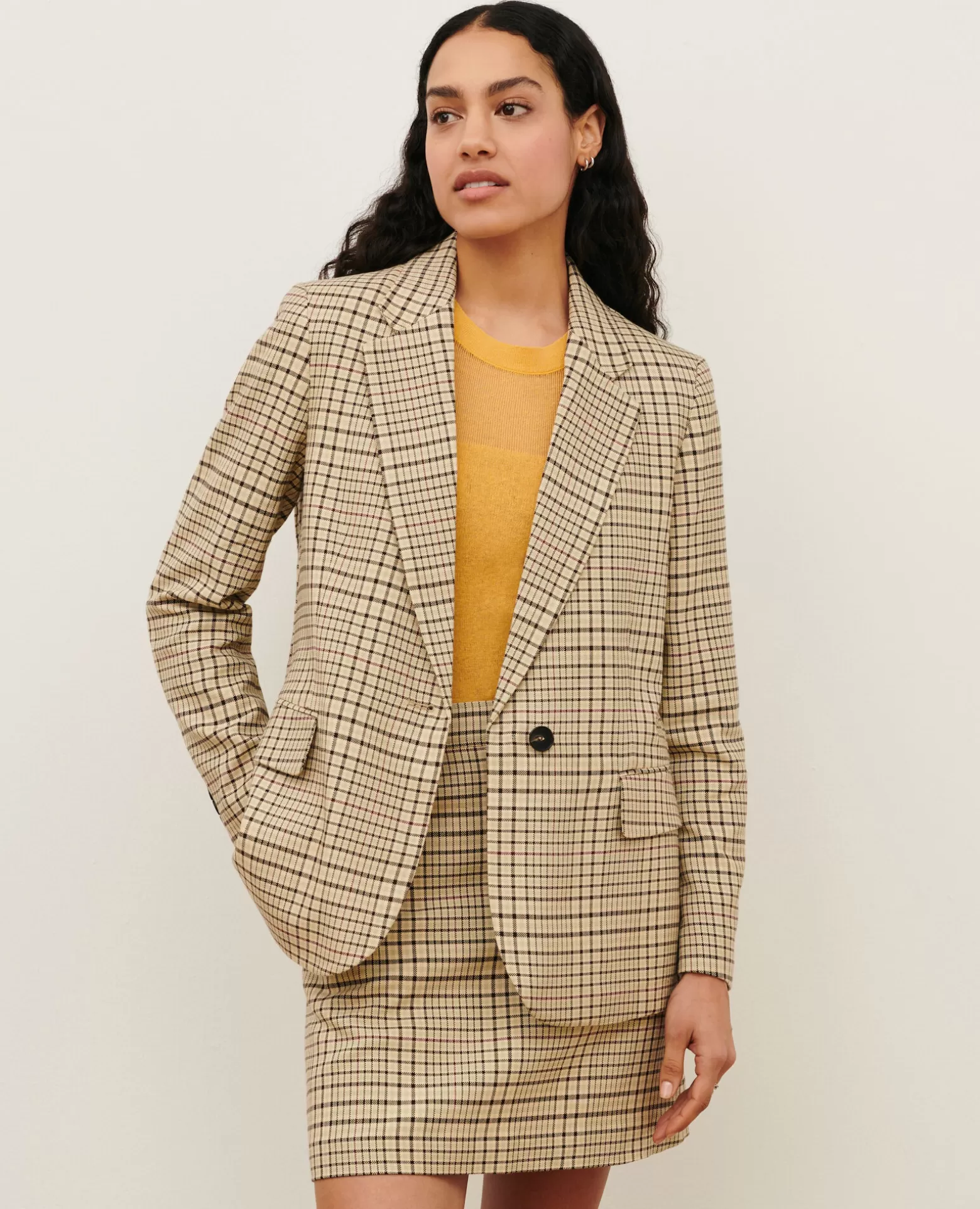 Vestes & Trenchs | Comptoir des Cotonniers Veste De Blazer En Coton Melange 0400 Cream Checks