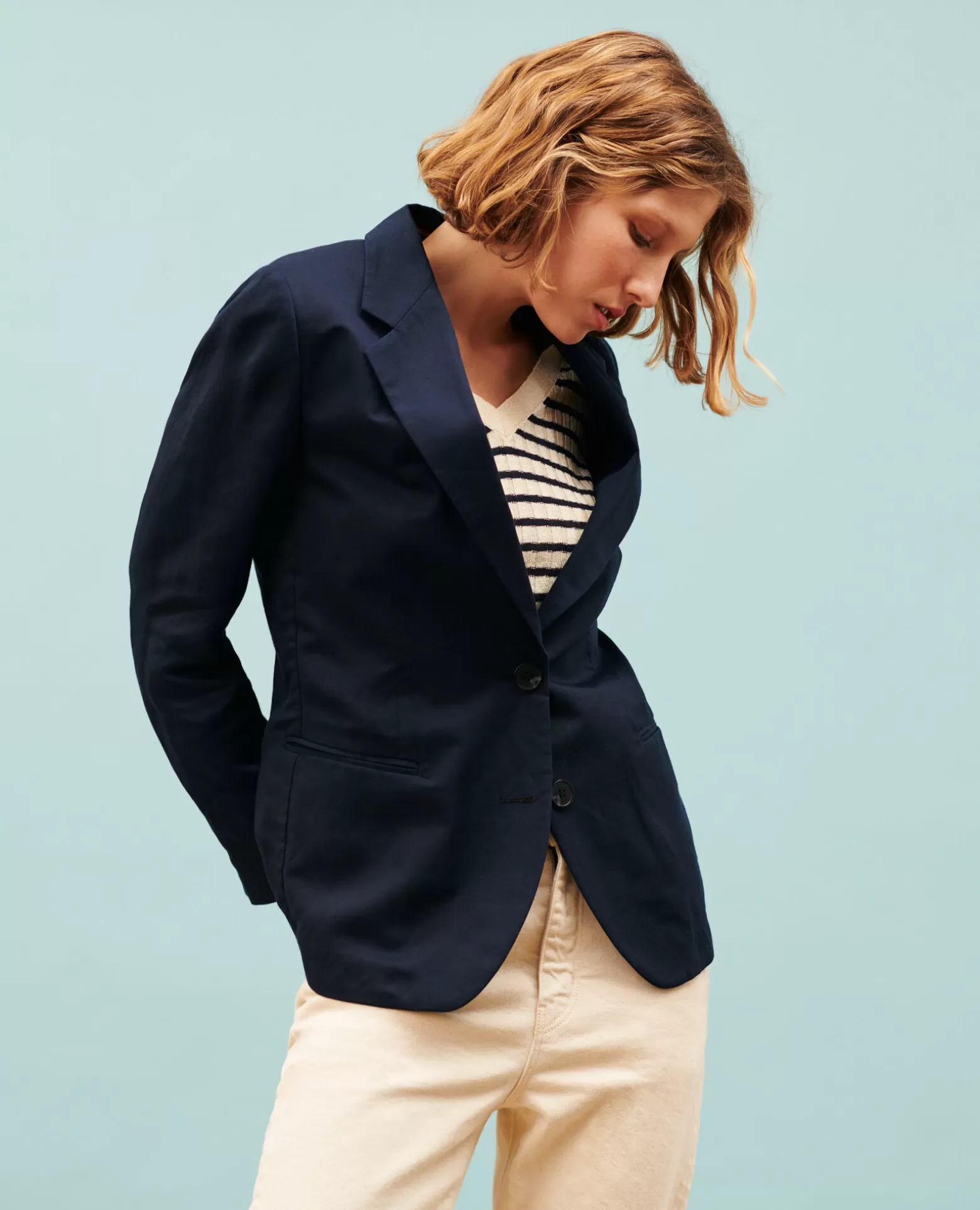 Vestes & Trenchs | Comptoir des Cotonniers Veste De Blazer En Lin Melange 4277 Night_Sky