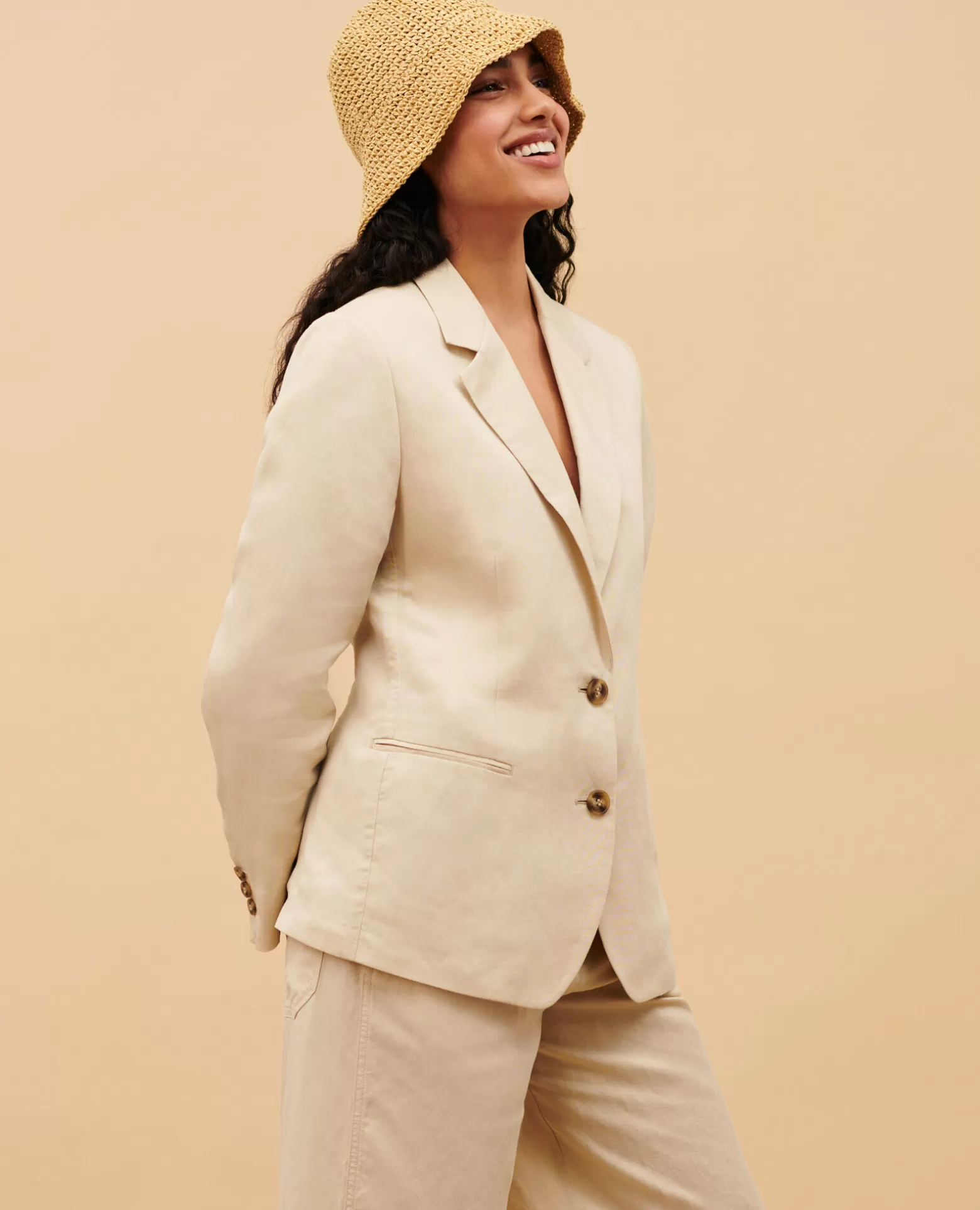 Vestes & Trenchs | Comptoir des Cotonniers Veste De Blazer En Lin Melange 0300 Castle Wall