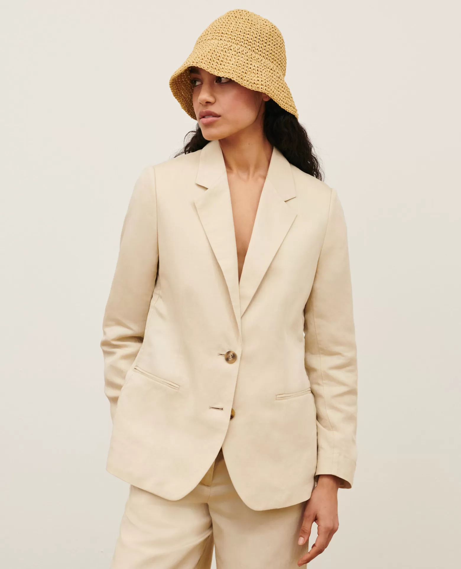 Vestes & Trenchs | Comptoir des Cotonniers Veste De Blazer En Lin Melange 0300 Castle Wall