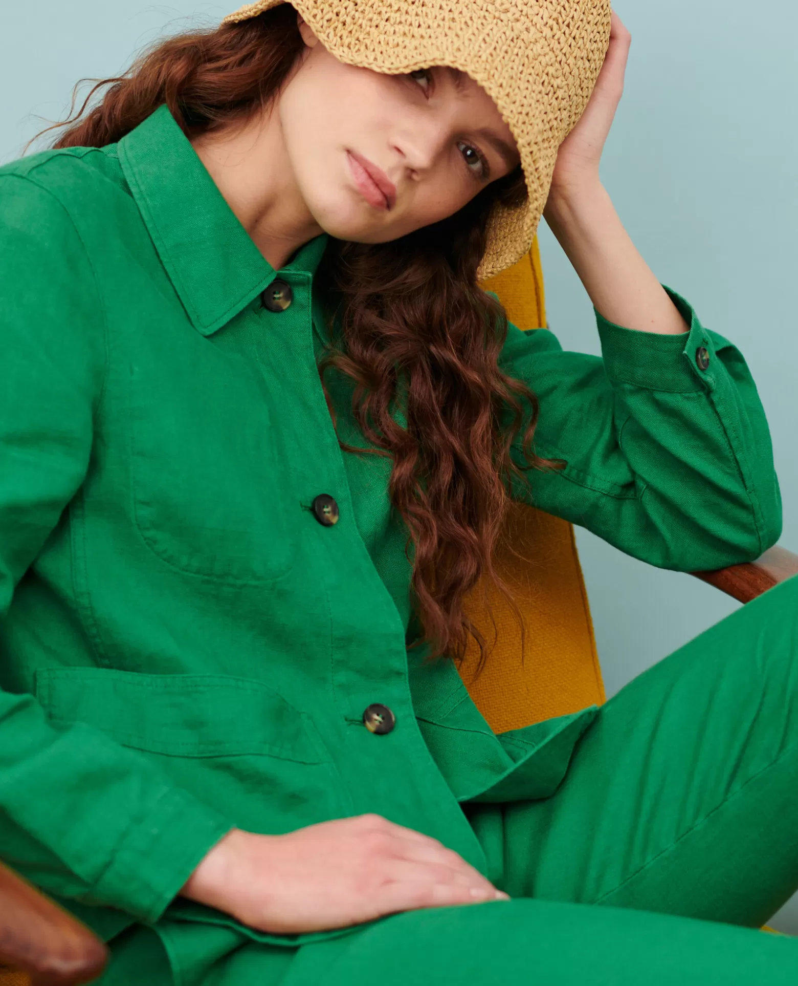 Vestes & Trenchs | Comptoir des Cotonniers Veste En Lin 0542 Pine Green