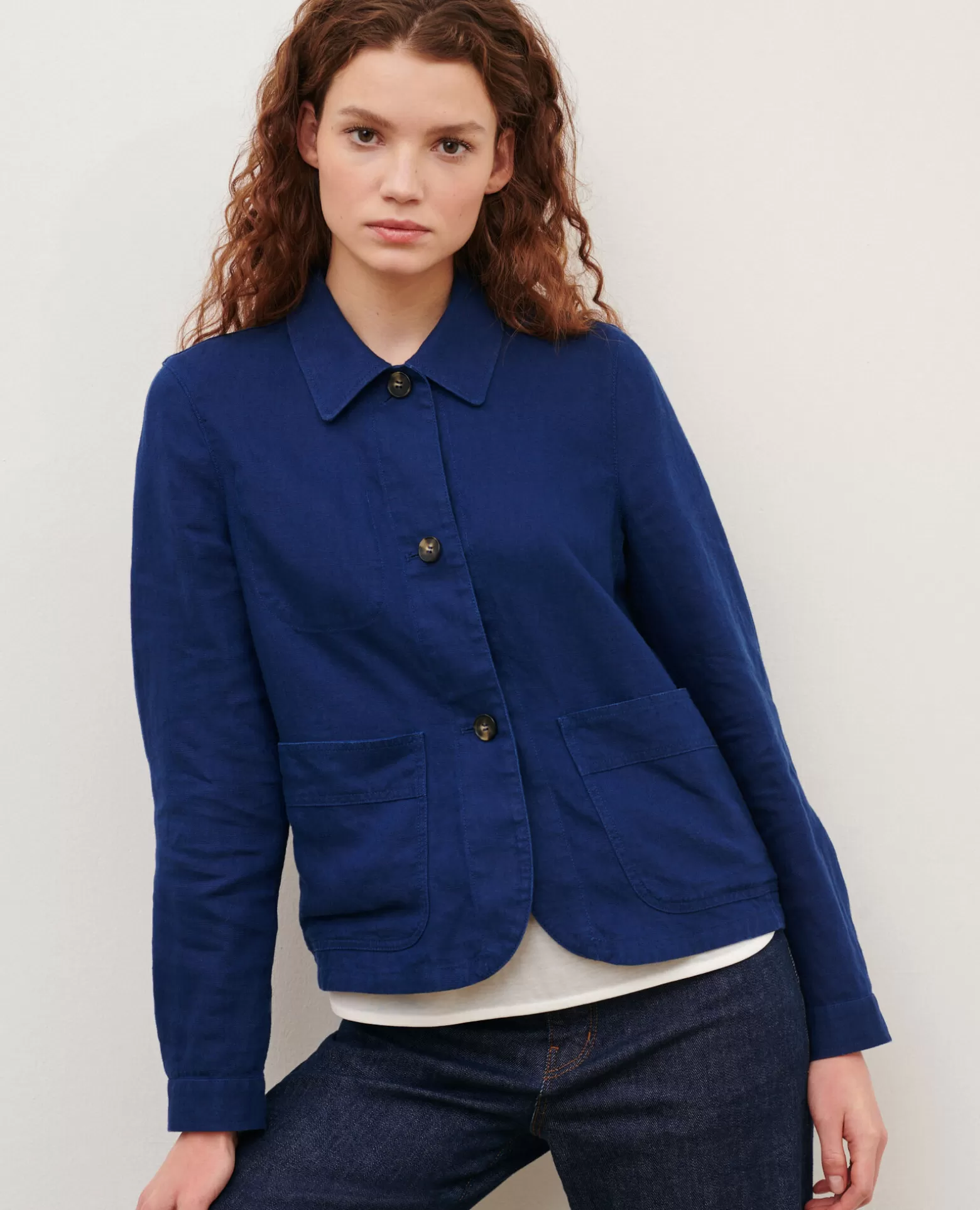 Vestes & Trenchs | Comptoir des Cotonniers Veste En Lin 0643 Medieval Blue