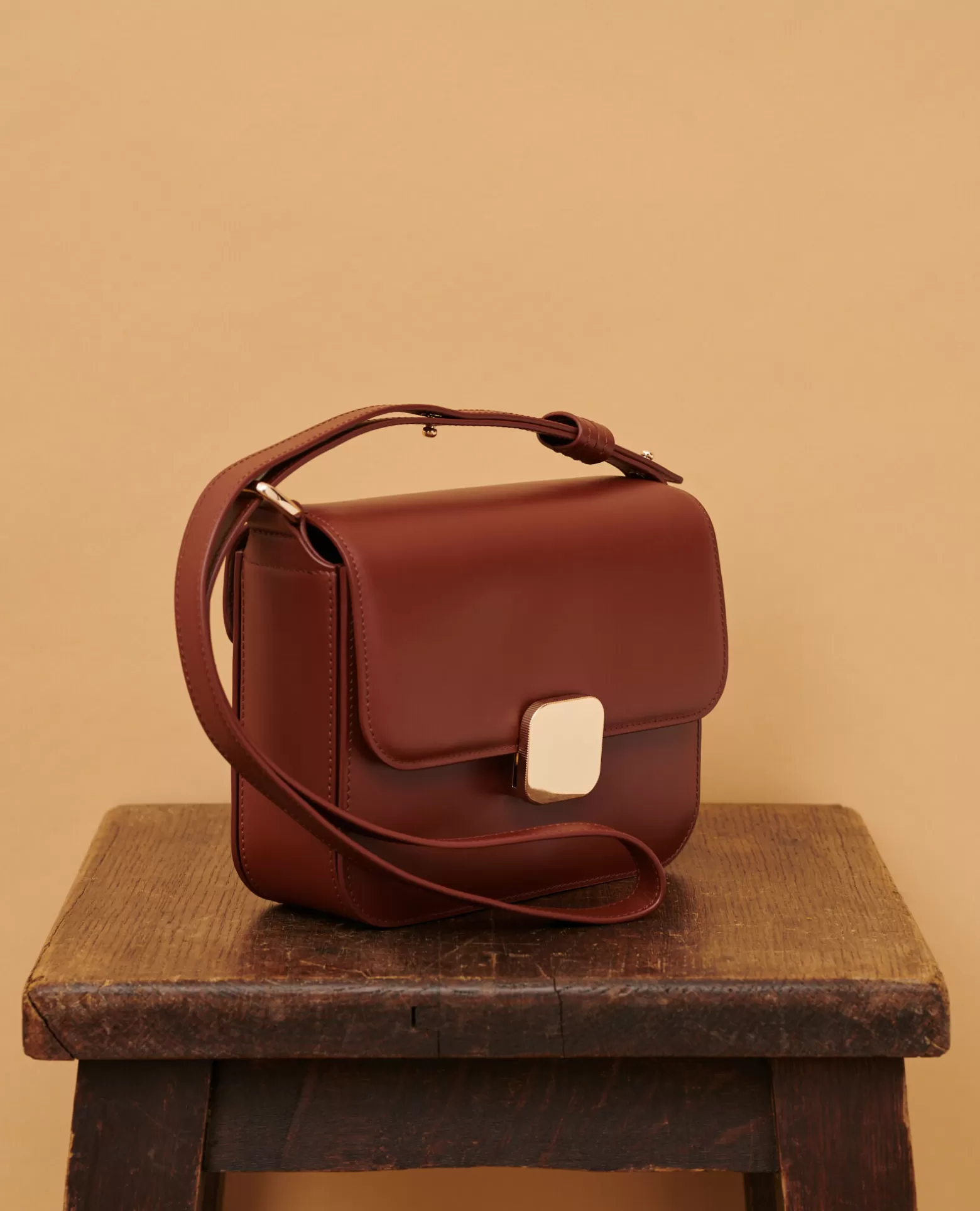 Sacs | Comptoir des Cotonniers Vic - Sac Boite En Cuir 4024 Camel