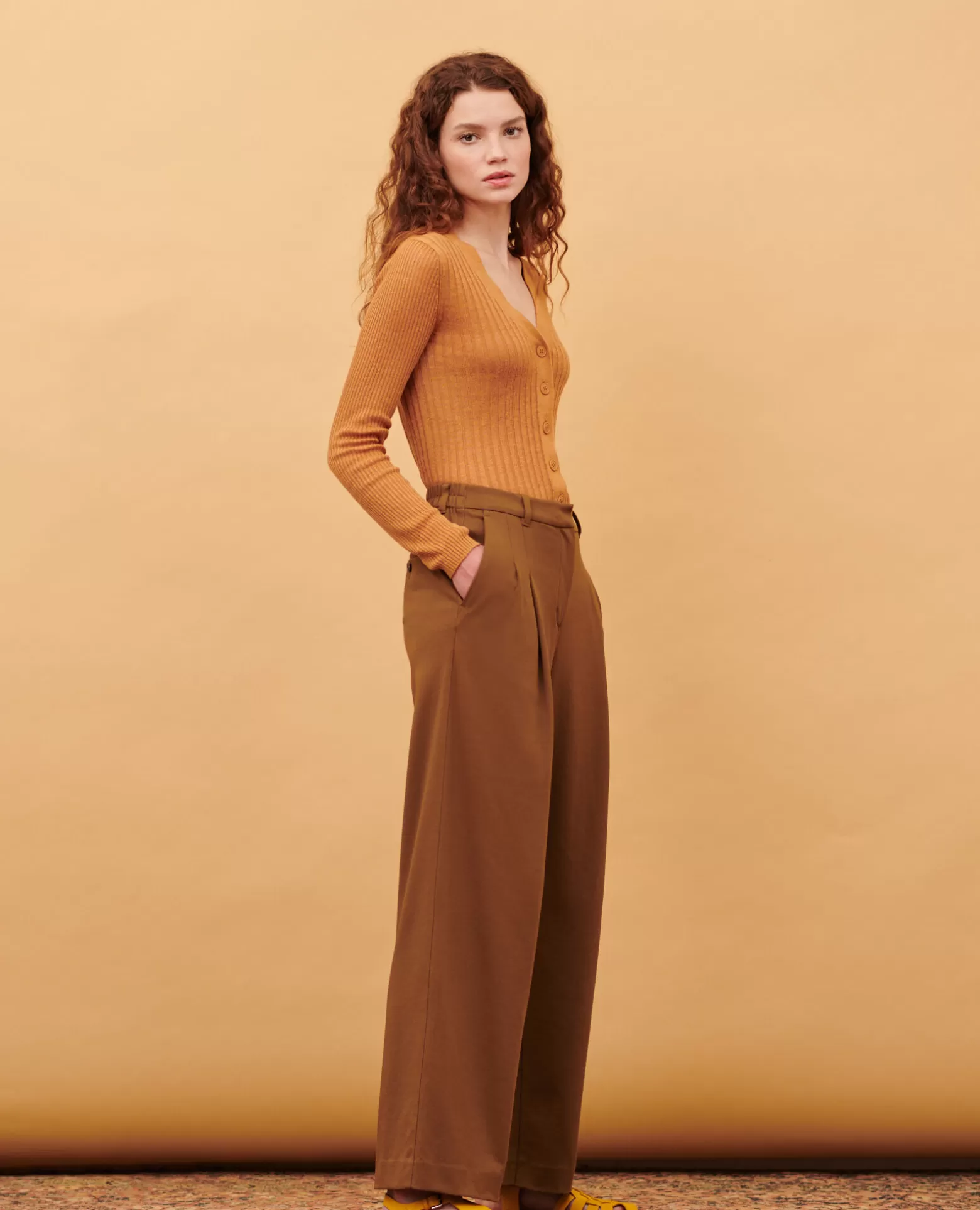 Pantalons | Comptoir des Cotonniers Yvonne - Pantalon Ample 0341 Cofee Liqueur