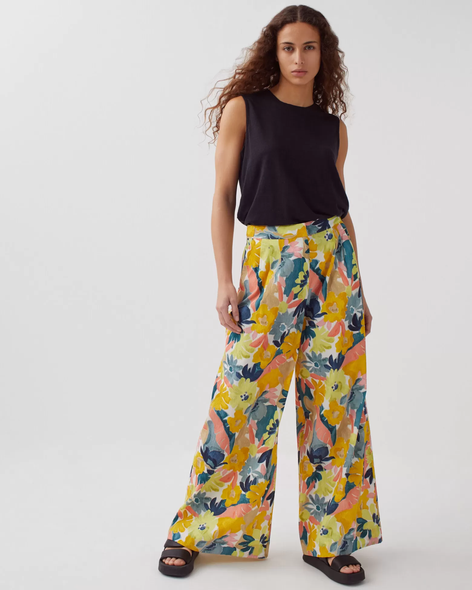 Pantalons | Comptoir des Cotonniers Yvonne - Pantalon Ample En Coton 0430 Palmeraie Yellow