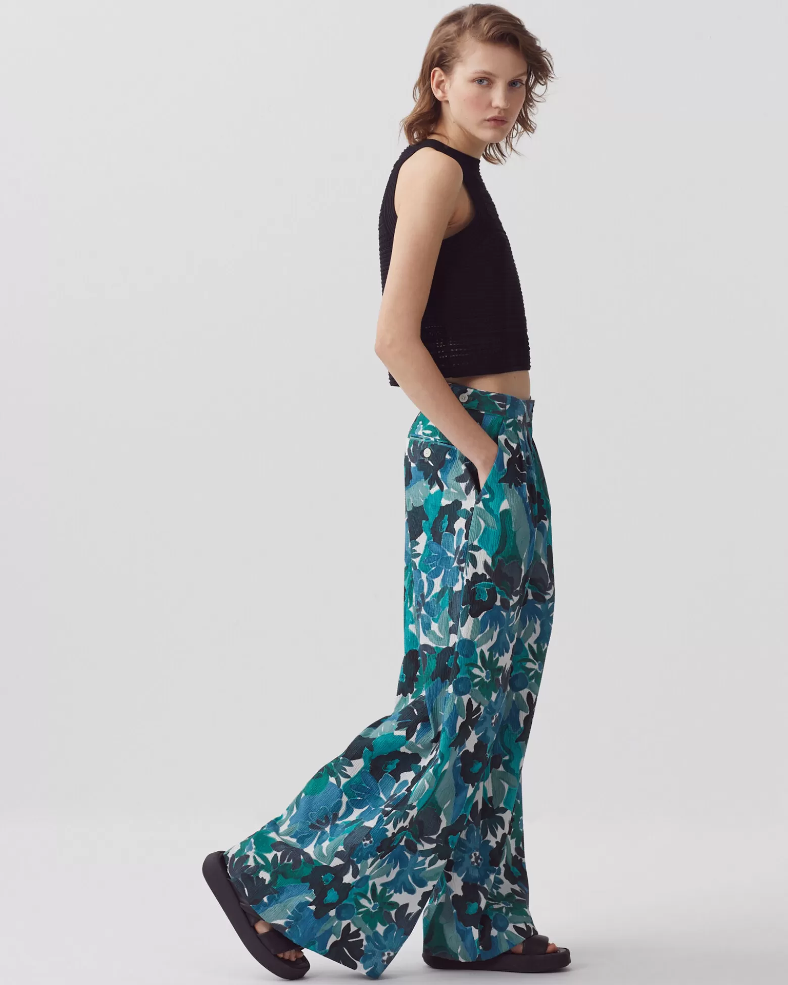 Pantalons | Comptoir des Cotonniers Yvonne - Pantalon Ample En Coton 0522 Palmeraie Green