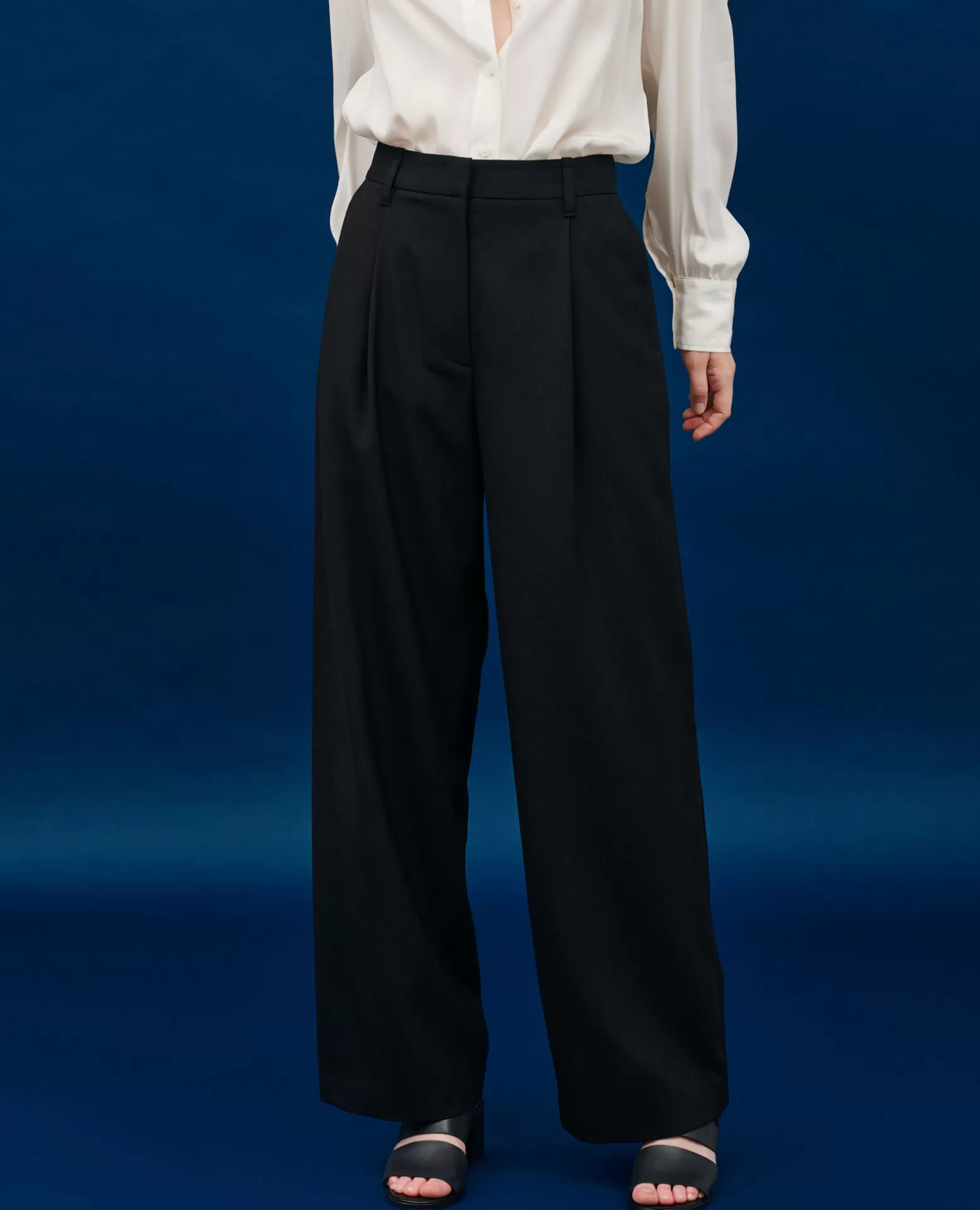 Pantalons | Comptoir des Cotonniers Yvonne - Pantalon En Laine 4216 Black_Beauty